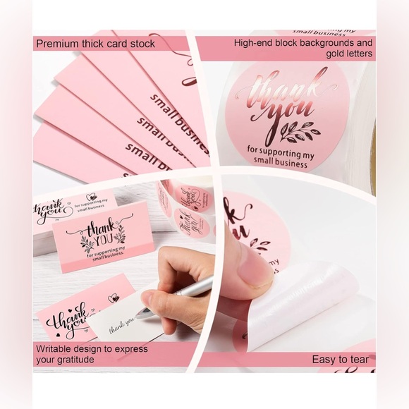 Outus 600 Pieces Thank You For Supporting My Small Business Cards and Stickers - Picture 6 of 7